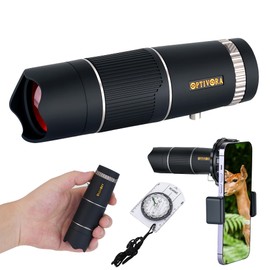 OPTIVORA 15X32 Monoculars for Adults High Power,Monocular Telescope with BAK4 Prisms and FMC Multi-Layer Coating,Mini Telescope for Birdwatching,Traveling,Hiking and Camping with Compass,Carrying Case