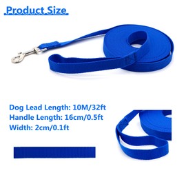 Recall Lead 10 m for Dogs, Waterproof Dog Lead with Hand Loop and 360° Carabiner, Robust Training Lead for Medium, Large, Small Dogs (Blue)