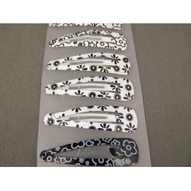 Floral flowers set pack 12 painted metal hair clip snap barrettes 1 7/8 long