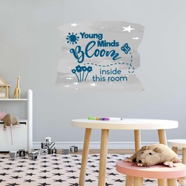 Students Young Minds Bloom Inside This Room Uplifting Quote Wall Decal Decoration Lasts Years and Easily Removable - Size: 20 in(W) x 16 in(H)