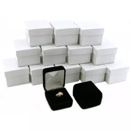 FindingKing 12 Black Velvet Ring Boxes Jewelry Counter Gift Display