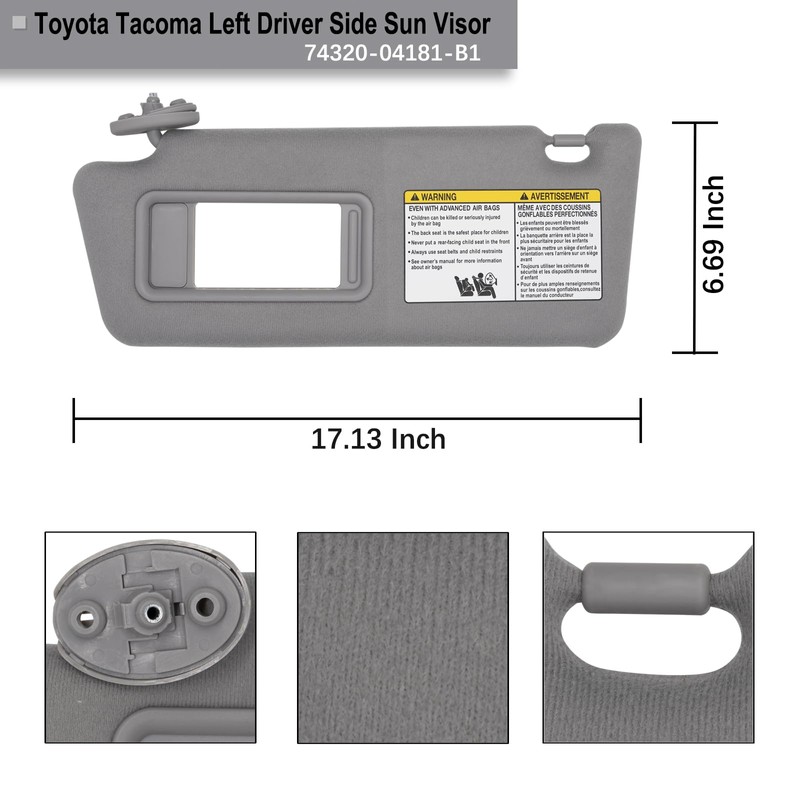 NHILES Left Driver Side Sun Visors Compatible with Toyota Tacoma