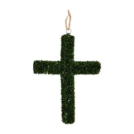 Mud Pie Boxwood Cross Door Hanger; 26" x 18"