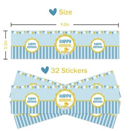 MINUET MINUTE 32 Pcs Duck Birthday Water Bottle Labels, Ducky Duck Water Bottle Labels, Yellow Duck Birthday Bottle Wrappers for Kids, Duck Birthday/Baby Shower Party Decorations