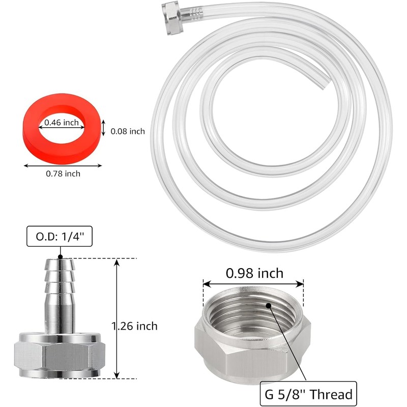 5FT Kegerator Beer Lines with Barb Fitting Connector, 3/16" ID