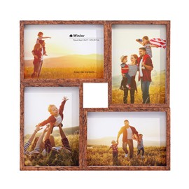 Winlor Small Collage Picture Frames, 3.5 x 5 inch, 4 Openings, Multi Picture Frame with Real HD Glass, For Photo Frame Gallery Wall, Home Decor and Tabletop, Vintage Coffee Color