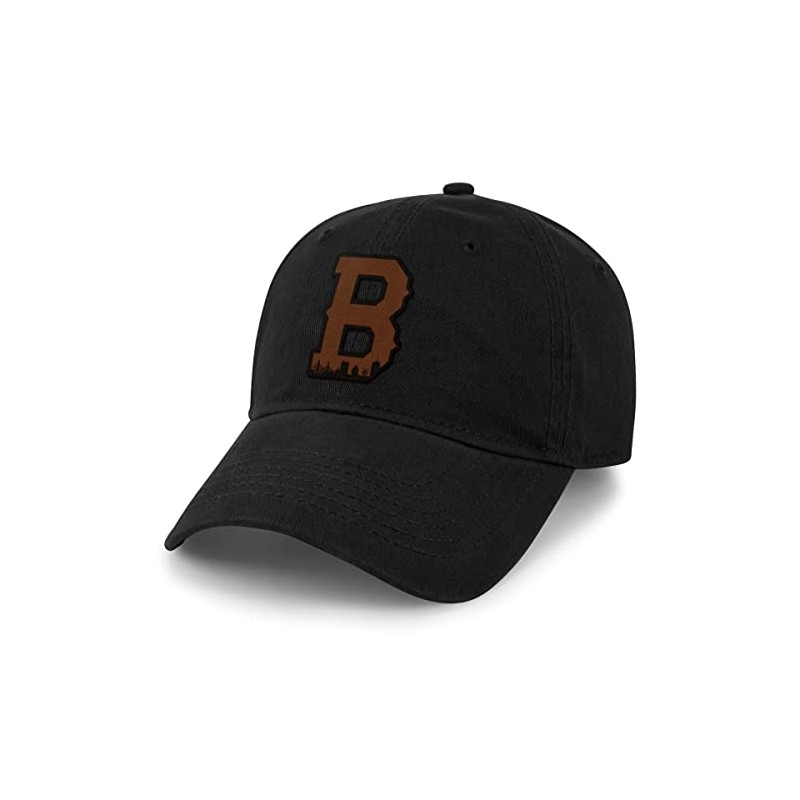 Boston B Skyline Leather Patch Dad Hat Black