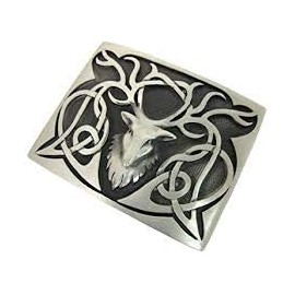 USA Kilts Celtic Stag Head Pewter Kilt Belt Buckle