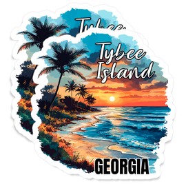 Tybee Island Georgia Magnet 4 inch 2 Pack Vinyl for Souvenir Gift Refrigerator Fridge Dishwasher ID 44999