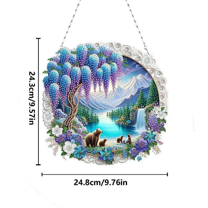 Meecaa Diamond Art Painting Wreath Kit with Tools, Bear Flower