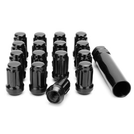 glorider ATV M12x1.5 Spline Lug Nuts, 16pcs 12x1.5 Lug Nuts Black with 1 Socket Key,12mmx1.5 Closed End Locking Lug Nuts for Polaris Ranger RZR Honda Can-Am Pioneer Maverick X3 Talon Outlander Civic