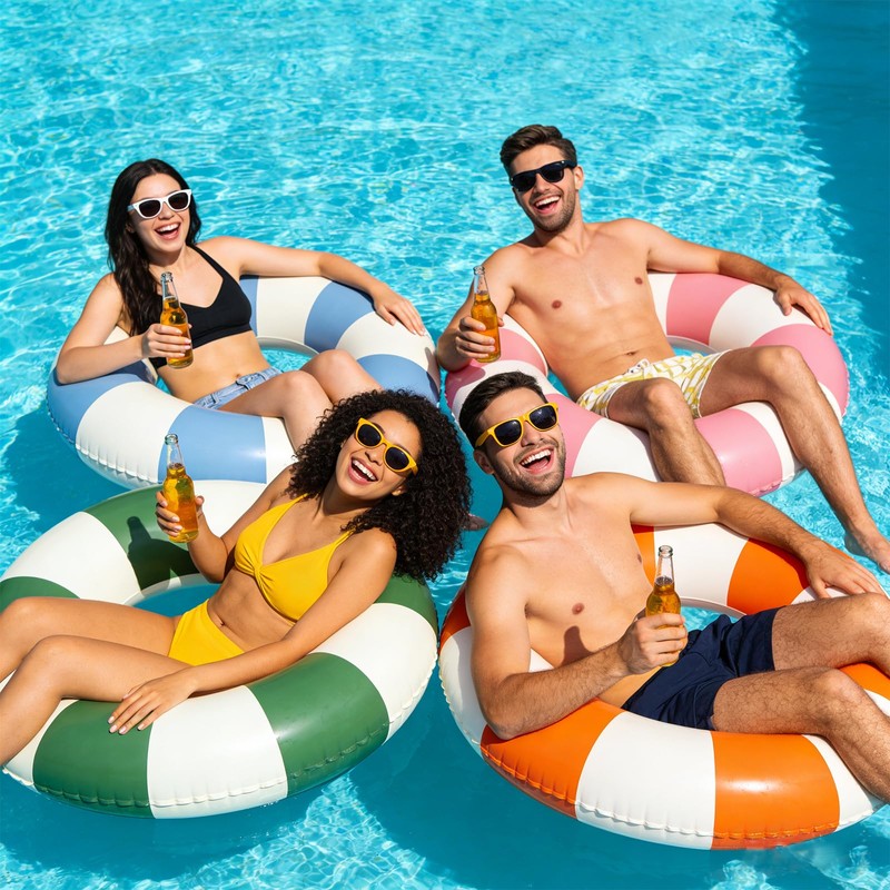 4Pcs Inflatable Pool Float for Adults 31 Inch Classic Striped