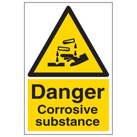 V Safety Danger Corrosive Substance - Portrait 200 x 300mm - 2mm Rigid Plastic Safety Sign