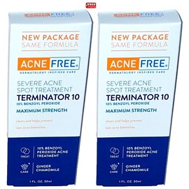 AcneFree Terminator 10 Max Strength 10% Benzoyl Severe Acne Spot Treatment-2Pac