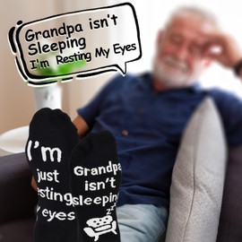 I'm Not Sleeping Just Resting My Eyes Funny Socks for Grandpa Dad Best Gift for Birthday Father's Day, Black 3