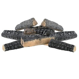 HMB 8 Small Pieces Wood-Like Decorative Ceramic Fireplace Logs for Gas Ethanol Fireplaces,Stoves, Firepits