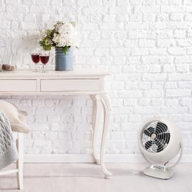 Vornado VFAN™ Vintage Fan, Retro Metal Air Circulator for Cooling & Décor, 3 Speed Settings, Adjustable Tilt, Powerful Airflow, Durable Construction, Manual Dial Control, Vintage White