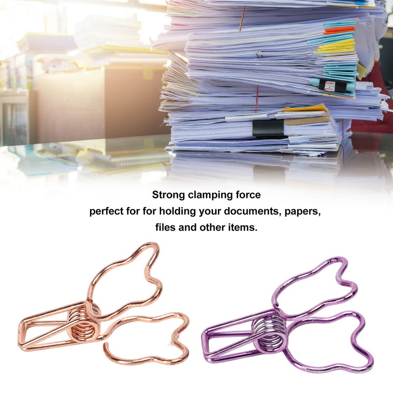 100Pcs Bear Binder Clamps Cute Shape Strong Clamping Sturdy Metal