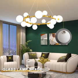 Lighting Replacement Glass Lampshade 4 Inch Milky White Glass Dome Cover Round Globe 0.8 Inch Fitter for G9 Bulb Replacement