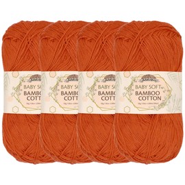 JubileeYarn Baby Soft Bamboo Cotton Yarn - 50g/Skein - Burnt Orange - 4 Skeins
