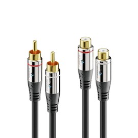 sonero® Premium 0,50m Cinch Verlängerung, 2x Cinch Stecker auf 2x Cinch Buchse, Audio Kabel, Subwoofer, HiFi-Anlage, Verstärker, schwarz
