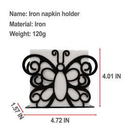 DTSFHTDAL Black Cast Iron Napkins Holder, Vertical Napkin Dispenser Napkin Holder for Table for Vintage Farmhouse Kitchen Counter Dining Table Cocktail Bar Creative Gift (Butterfly)