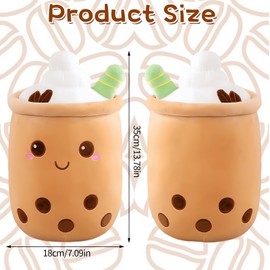 Aitsite Bubble Tea Plush, Boba Plush Fluffy Stuffies Soft Toys Cuddle Pillow Cute Stuff Squish Mallow Plush Toy Fluffy Stuffies Boba Plushies Milk Tea Hugging Pillow Cuddle Cushion (35CM)