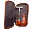 Parker Saddle‑Brown Leather Double Edge Safety Razor Case with Blade