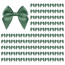 100 PCS Bows for Gift Wrapping, 2.75" Satin Ribbon Bows with Double-Sided Tape, Small Bows for Crafts, Bow Decor, Mini Bows Decorations for Party Baby Shower Birthday Wedding (Green)