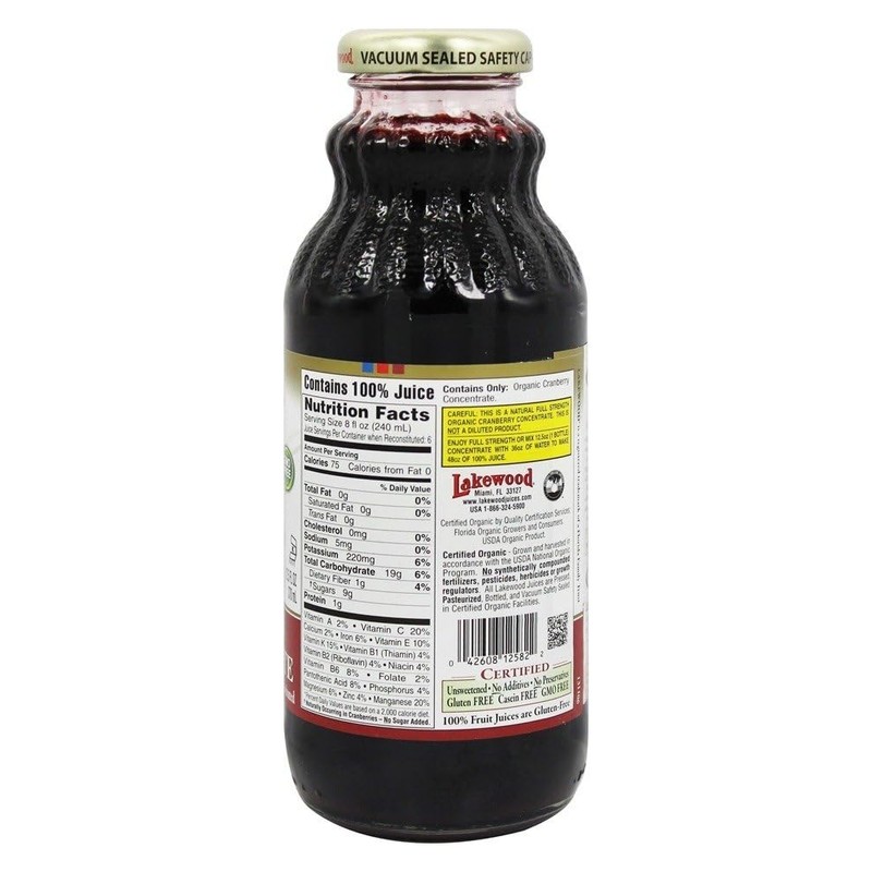 LAKEWOOD Organic Cranberry Juice, 12.5 FZ