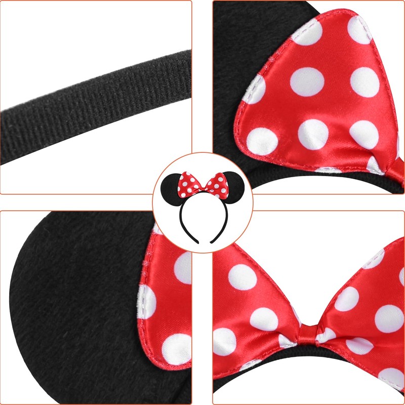 Swinnet 20 Pack Mouse Ears Headband for Birthday Party Supplies