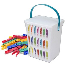 Clothes Plastic Pegs Container Washing Line Lid Handle Box Storage Home Laundry
