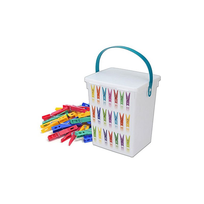 Clothes Plastic Pegs Container Washing Line Lid Handle Box Storage