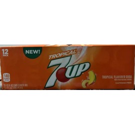 7up NEW and LIMITED 7-up Tropical flavor. 12x12oz Cans.