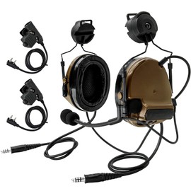 HEARFALCOM Double Comta iii Tactical Headset ARC Helmet Rail Mount Civilian Version and PTT Adapter U94 PTT Compatible Kenwood Plug Walkie-Talkie（CB）