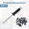 60-Piece Black Rivet Set, Blind Rivets Set Made of Aluminium/Steel,