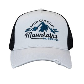 Kerusso Faith Can Move Mountains - Matthew 17:20 - One Size Fits Most Pale Grey/Black Cotton/Polyester Baseball Hat Cap for Outdoor Activities