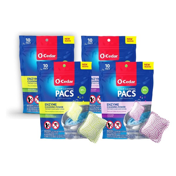 O-Cedar Floor Cleaning 40ct Pacs with Citrus Scent 10ct (2-Packs) and Lavender Scent 10ct (2-Packs)