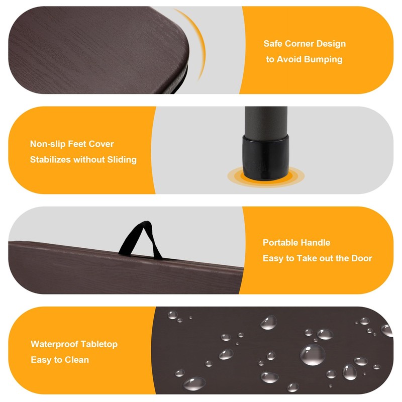 Kasunpul 34" Folding Table, Portable Square Folding Card Table with