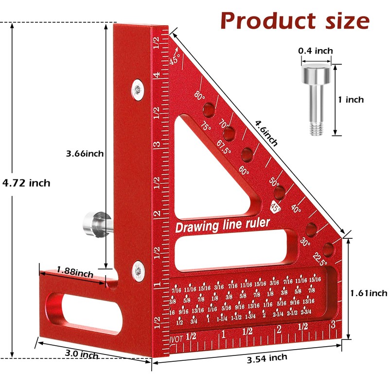Aiwons 3D Multi-Angle Measuring Ruler -Precision Woodworking 3D Square Protractor