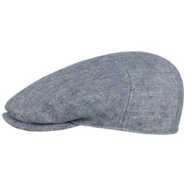 Stetson Summer Linen Driver Flat Cap - Elegant Linen Cap - Made in Germany - Breathable for Men in Spring/Summer, Mottled blue