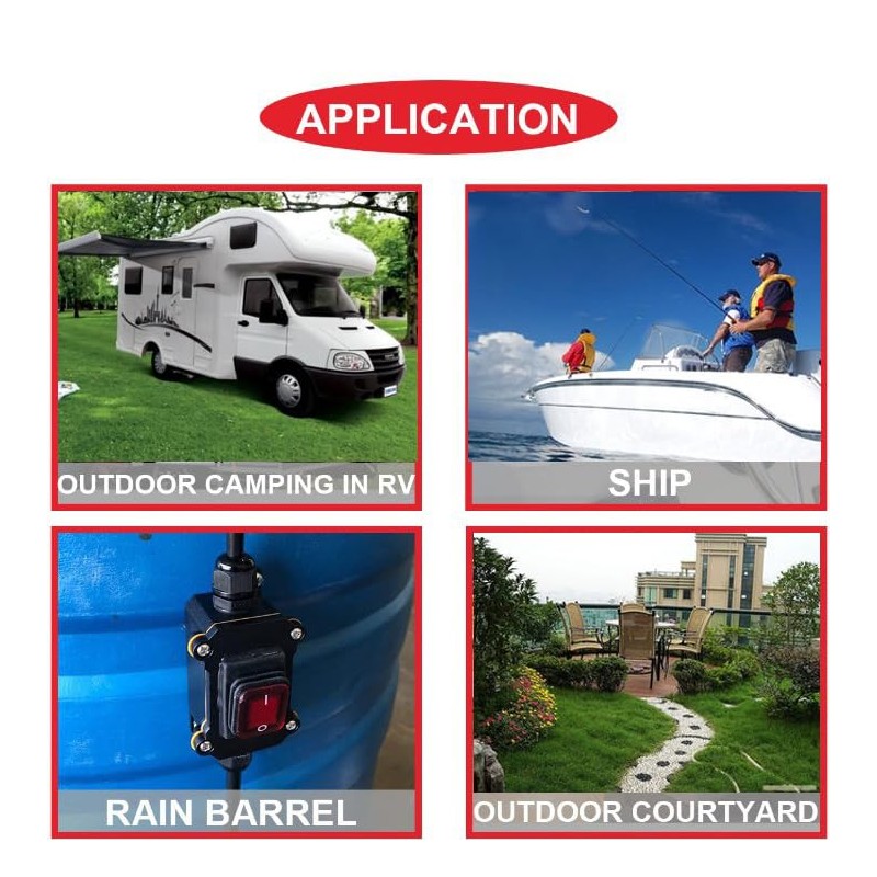 Meskliu Waterproof Inline Cord Switch - DPST DC 16A-24V, 20A-12V