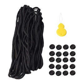 Mask Rubber Stopper Set, Round Rubber, Thickness 0.1 inches (3 mm), Length Approx. 66.6 ft (20 m), 5 Colors, Black