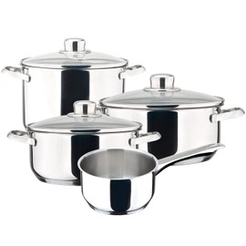 MAGEFESA ® Dux 7-Piece Stainless Steel Cookware Set, crafted from 18/10 stainless steel, suitable for all stovetop types, effortless to clean, and dishwasher safe
