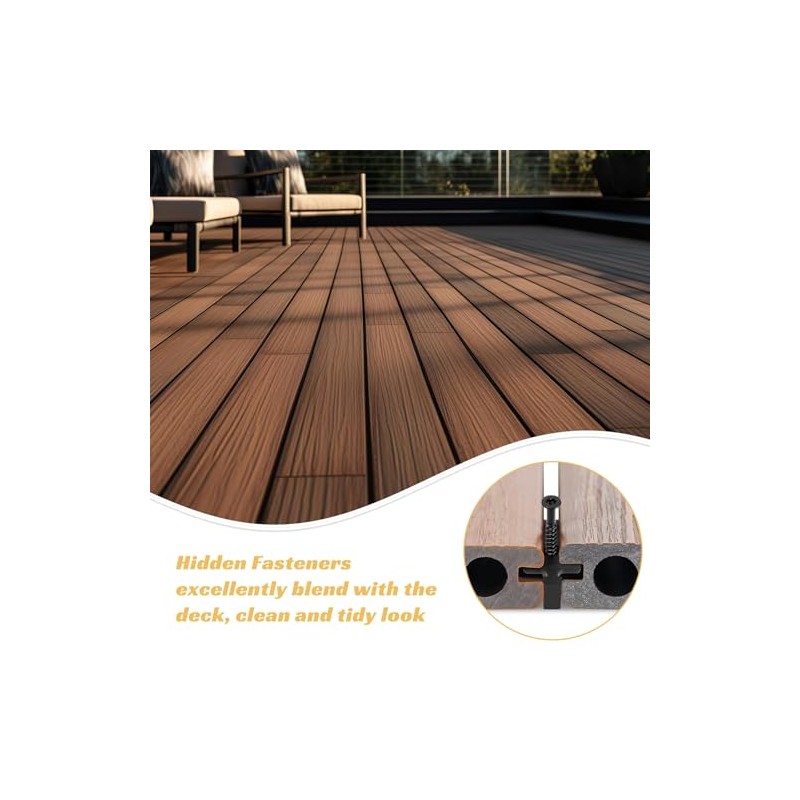500 Pack Hidden Deck Fasteners for Composite Decking Board, Composite