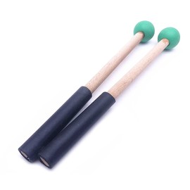Jiayouy 8 Inch Rubber Head Percussion Mallets Sticks for Tongue Drum, Xylophone,Glockenspiel, Woodblock, Bell Pack of 2 Green