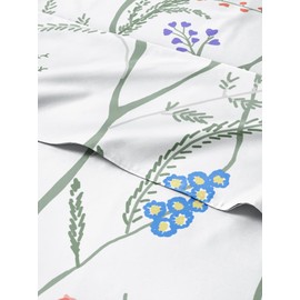 5 Piece Split King Vintage Floral Sheets Set – Luxury Flat Sheet 108 x 102, 2 Fitted Sheets 39 x 80 and 2 Pillowcases 20 x 40 – Deep Pocket, Soft Boho Botanical Bed Sheets – Oeko-TEX Flower Sheet Set