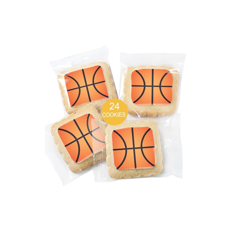 Basketball Cookies Individually Wrapped Party Favors 24 Pack Bulk Sports