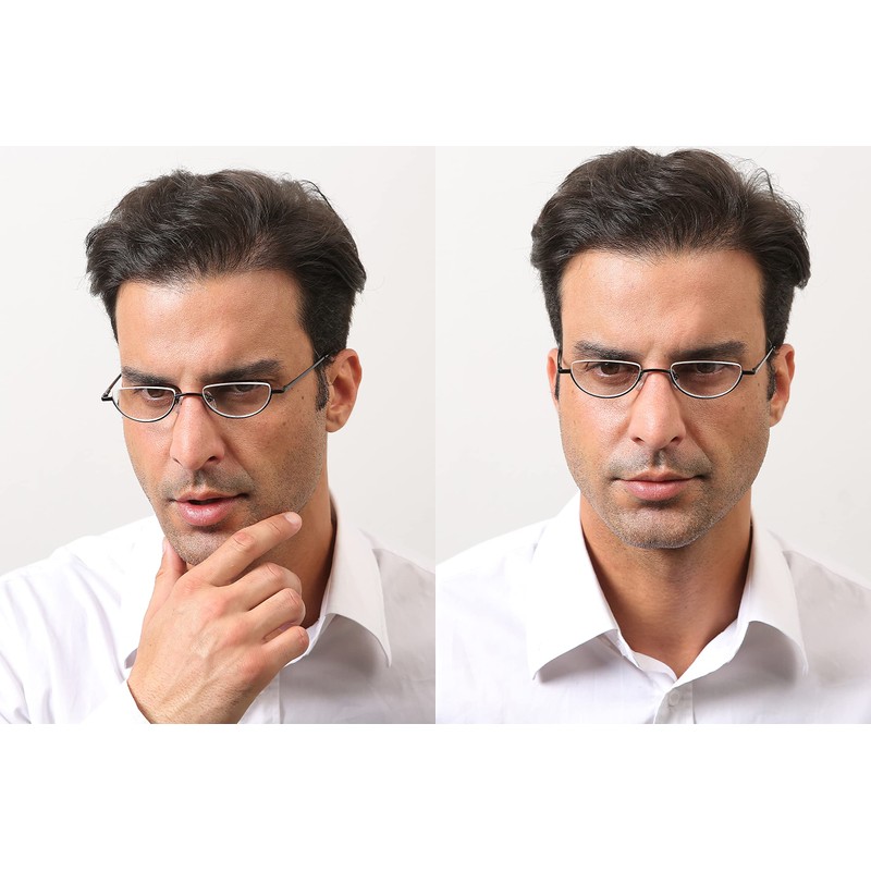 REAVEE 4 Pack Retro Designer Alloy Half Moon Reading Glasses