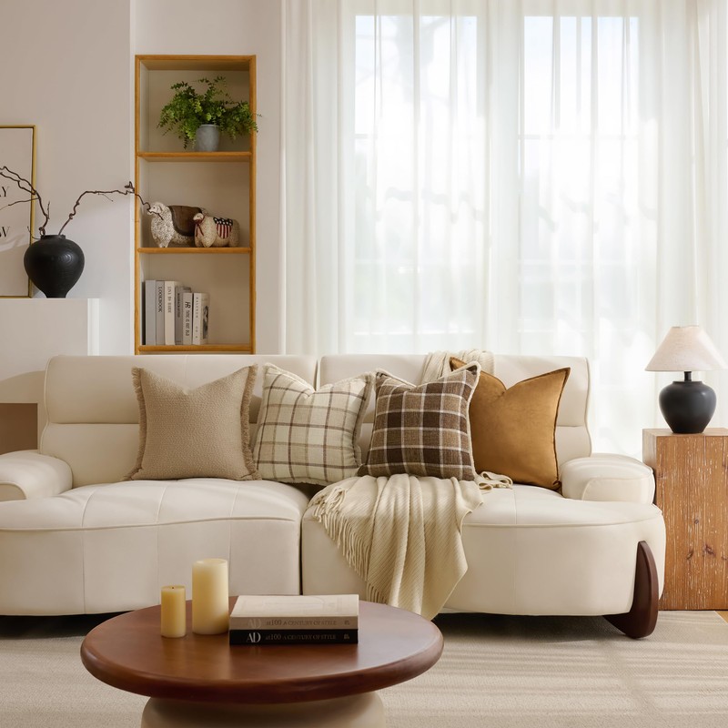 Classic Windowpane Plaid Pillow Covers 20x20 Set of 2, Structured